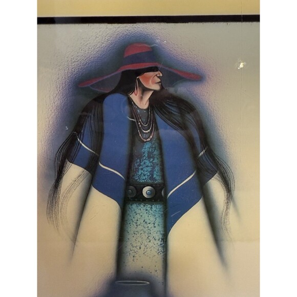 ROBERT REDBIRD JR "THE WATER WOMAN" ACRYLIC ART OVER WOOD - Picture 9 of 9